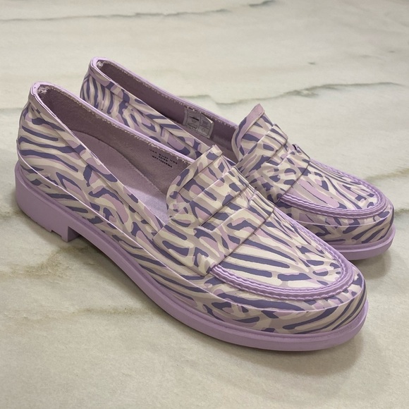 Hunter Shoes - Hunter Penny Loafers size 6 Coral Print Purple Dawn Waterproof